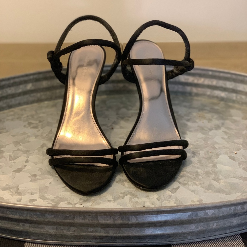 Calvin Klein Black Satin Heels - Picture 4 of 7
